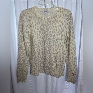 525 AMERICA Cream /Grey/Lavender Animal Print Cashmere Sweater Sz S